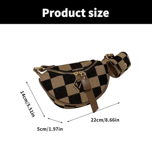 Creative Women'S Brown Checkered Shoulder Bag Canvas Chest Bags Crossbody Purse For Comfort And Styles In Any2