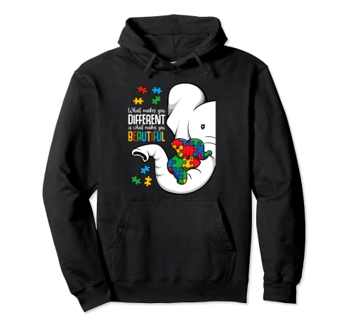 Different Elephant Mom Autism Child Awareness Peace Kids Sweat à Capuche