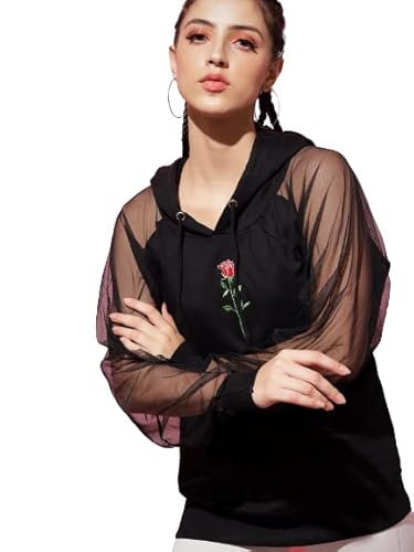 Women Cotton Sweatshirt (M, Black-5)