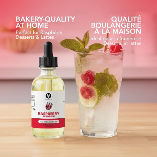 Image of Dolce Flav Natural Raspberry Extract 2 oz - Kosher, Sugar-Free, Concentrated Tart Raspberry Flavoring for Baking, Beverages & Desserts, Includes Measured Dropper