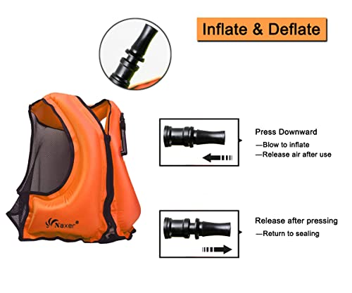 Image of NAXER Inflatable Buoyancy Jackets Snorkel Vests for Adults Kayak Kayaking Snorkeling Suit 90-200 lbs Easy Swimming Boating Paddleboarding Water Sports