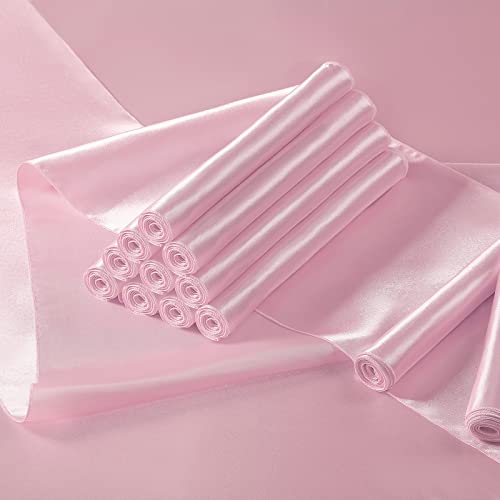 Manyshofu 12Pcs Satin Blush Pink Table Runner - 12 x 72 Inch Long Size, Party Table Runner Decor Bright & Smooth Wedding Decorations Table Runners for Banquet Chef Birthday Buffet Dinner Graduations by Manyshofu - Image 7