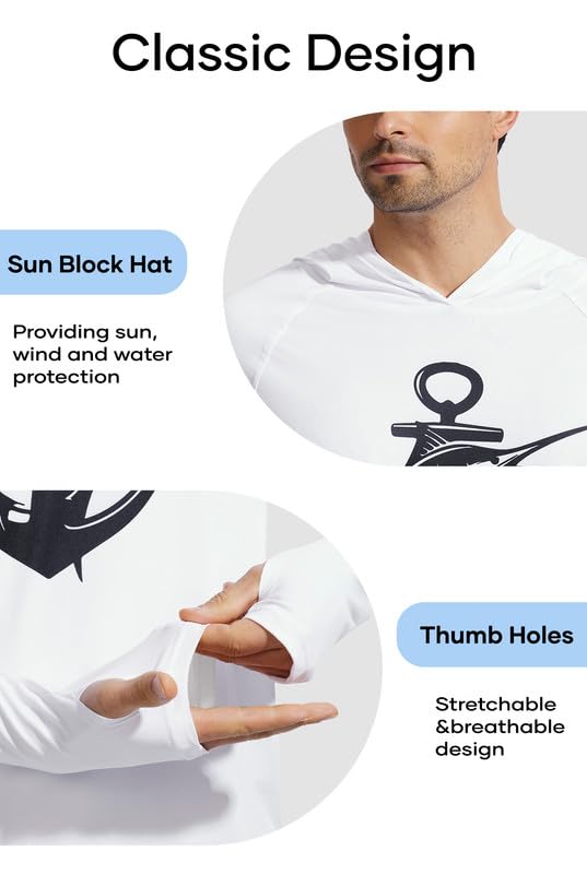 Men's Sun Protection Fishing Hoodie Shirt UPF 50+ Long Sleeve Lightweight Rashguard Outdoor Hiking UV Shirt3
