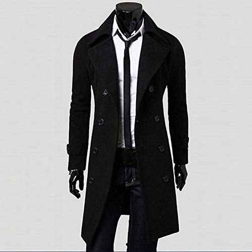 Ymosrh Men's Trench Coat Long Notched Lapel Double Breasted Jacket Overcoat Pea For Men, M-3XL2