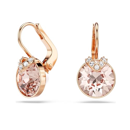 Swarovski Pendants d'oreilles Bella V, Taille ronde, Ton doré, Placage de ton or rosé