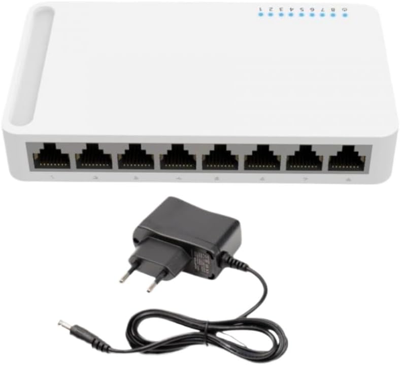5 8 Port Gigabit Switch 10 100 1000M Home Network Hub with Power Office Ethernet Splitter Switch Hub Internet Injector(8 Port US-Plug)