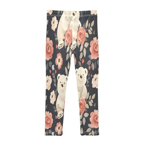 Toddler Girls Leggings Printed Yoga Pants Leggings Bears and Beautiful Roses for Kids2
