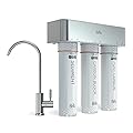 Brio 2-Stage Undersink Filtration System, Brushed Nickel Faucet, 950-Gallon Capacity Sediment, Carbon Block & GAC Filters, Chlorine & Heavy Metal Reduction, 0.5 GPM