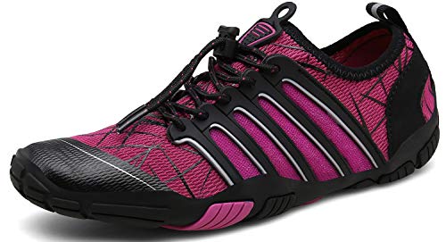 UBFEN Hombre Mujer Zapatos de Agua Barefoot Zapatillas de Escarpines Vela Mar Río Aqua Calzado Piscina Playa Yoga Transpirable Secado Rápido Snorkel Bucear Surf Deportes Acuáticos 36 E Morado