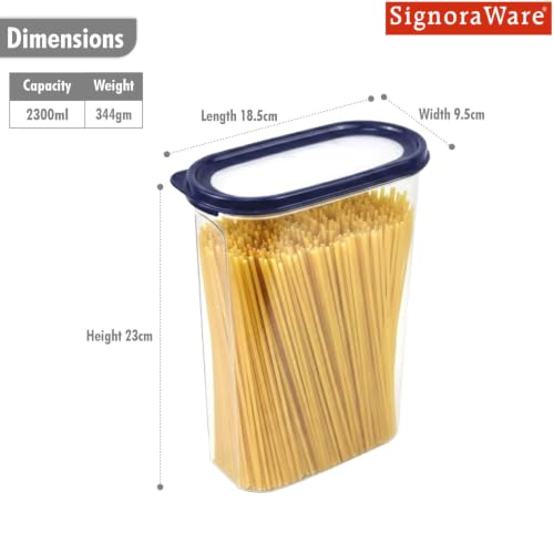 Image of Signoraware Modular Oval Transparent No.4 Plastic Container (2.3 Ltr, MBlue
