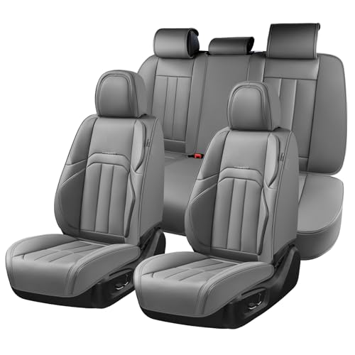 Image of Coverado Nappa Leather Car Seat Covers Full Set, Luxury Waterproof Seat Protectors, Airbag Compatible Anti‑Slip Auto Seat Covers, Universal Fit for Most Cars SUVs Trucks Pickup Vehicles