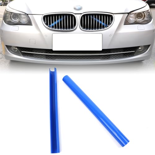 Image of Blue Front Grille Insert Stripes V-Brace Cover Trim Compatible with BMW 2 /5 /6 /7 Series F45 F46 F10 F11 F07 F06 F12 F13 F01 F02 X1 F48(2015-2022) X2 F39(2017-2023)