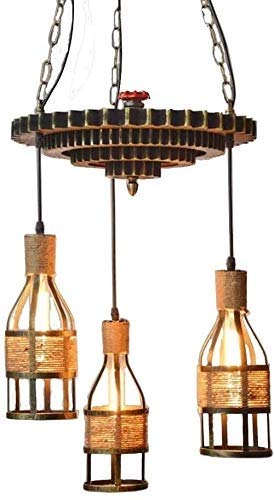 Lustre roue dentée et corde de chanvre E27 pour bar et loft style industriel vintage