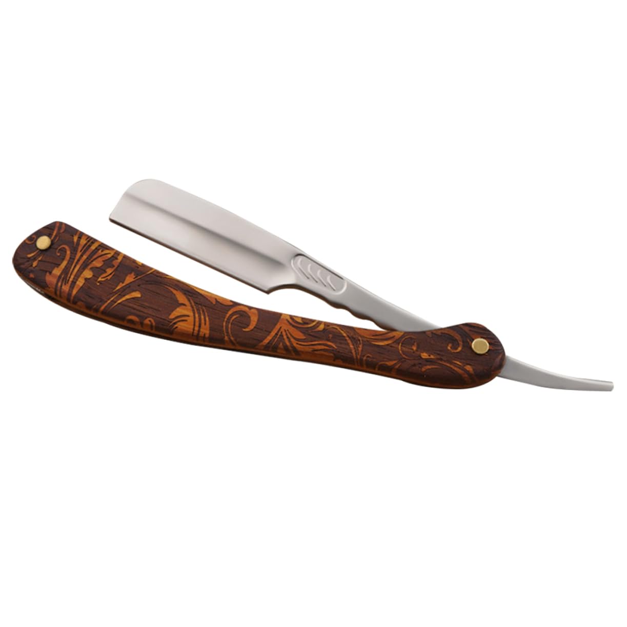 Rasoio Diritto Pieghevole in Acciaio Inox Manico in Legno Marrone | Stile Vintage Classico, Controllo Preciso, Uso Domestico e Commerciale