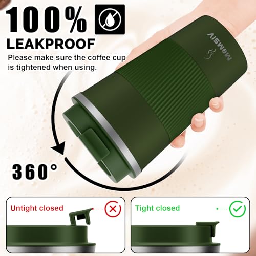 Image of 17oz Travel Mug, MOMSIV Insulated Coffee Cup with Leakproof Lid, Vacuum Stainless Steel Double Walled Reusable Tumbler for Hot and Cold Water Coffee and Tea In Travel and Car