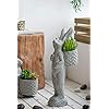 A b home cute flower pot gray cement bunny planter indoor outdoor decor rabbit hare design herb garden succulent holder 8 x 6 x 20  urban country home decor