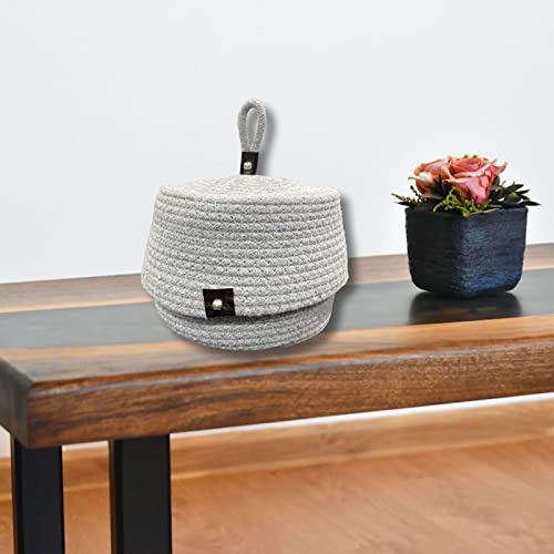 Image of Multi-Purpose Essential Jute Basket with Lid Storage Baskets for Bathroom Living Room & Kitchen | Organizer Box | Storage and Organizer Box (Grey)