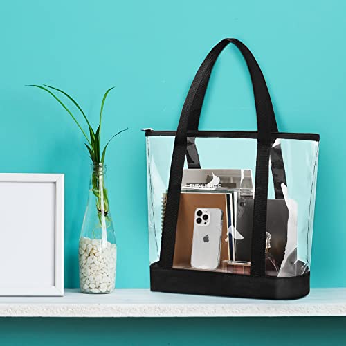 Silkfly Clear Tote Bags Bulk, PVC Shoulder Handbag, Security Approved See Through Bag with Zipper Closure for Work3