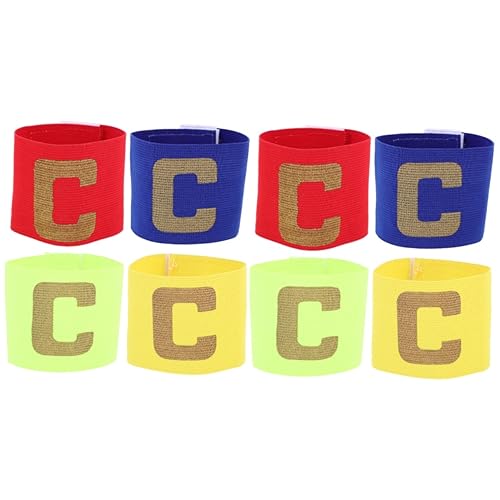 INOOMP 2sets Football Captain's Armband Elastic Wristband for Team Leaders Youth/Adult 4pcs*2