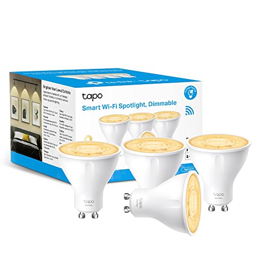 Tapo L610 (4-Pack) Smart Bulb Alexa Light Bulb WiFi Smart Light Bulb GU10 Lamp Base 1-100% Dimmable Wi-Fi LED Spotlight Bulbs High Lumen Remote Control Voice Control with Alexa & Google