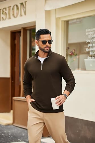 COOFANDY Men's Quarter Zip Pullover Mock Neck Quilted Sweatshirt Fleece Lightweight Casual Zipper Golf Shirts3