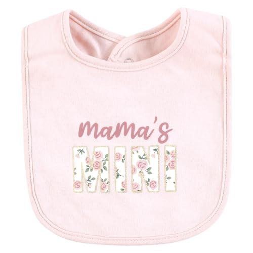 Image of Hudson Baby Infant Girl Cotton Bibs, Mama Mauve Sage Rose, One Size