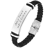 EDSG Personalised Mens Bracelet Leather Bracelets Gifts for Men Him Boyfriend Husband Dad Custom Engraved Bracelet Gift for Valentines Day Birthday Wedding Christmas (Design 3)