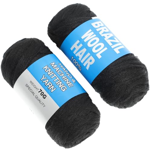 4Packs Brazilian Wool Hair for Braids 100% Brazilian Wool Hair Acrylic Yarn for African Braids/Spring Twist/Faux Locs/Box Braids/Wraps with Crochet Hook (4 - Image 2