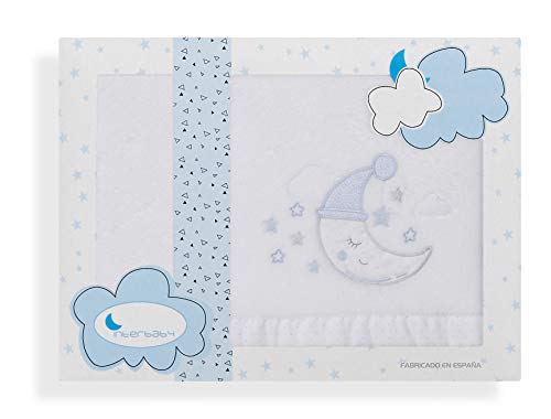 Sabanas de Invierno CORALINA Extrasuave MINICUNA 50x80 - (bajera+encimera+funda almohada) - Color: Blanco/Azul - OFERTA