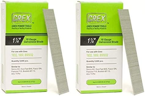 GREX GBN18-32 18 Gauge 1-1/4-Inch Length Galvanized Brad Nails (5,000 per Box) (2)