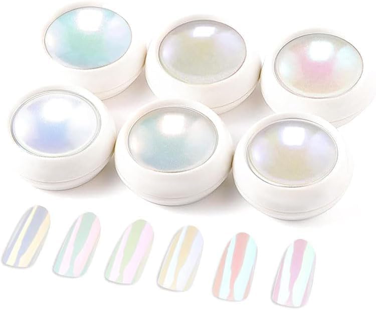 Polvo de uñas de cromo perla - Efecto súper perla de 0.8gPolvo dorado blanco sirena aurora iridiscente para uñas arte de uñas DIY