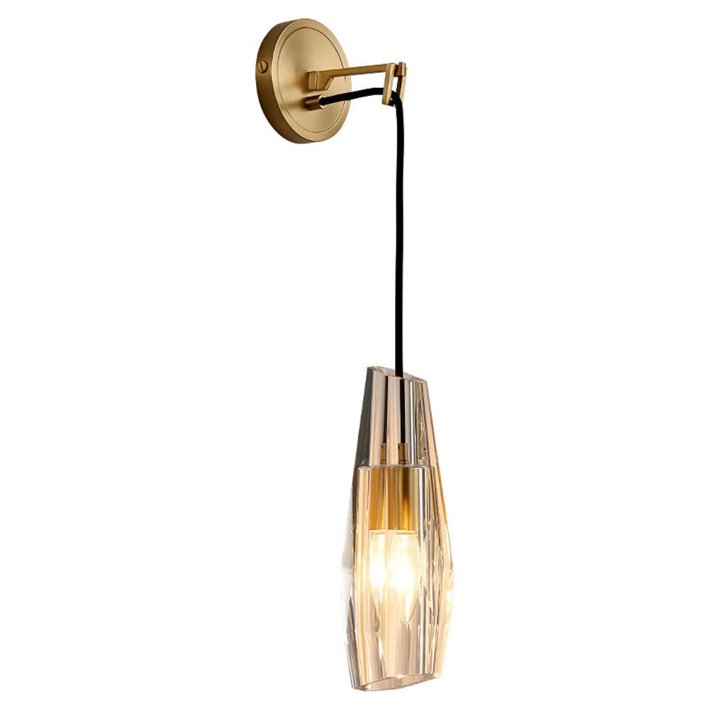 KXEcoLife Wall Sconce Modern Lamp Full Copper Light Crystal Living Room Creative Bedroom Bedside Post- Corridor Lighting Fixture