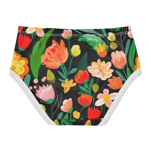Floral Colorful Flower Leaves Black Girls Underwear Toddler 2t Cotton Panties Little Girl Fancy Undies Kids Briefs2