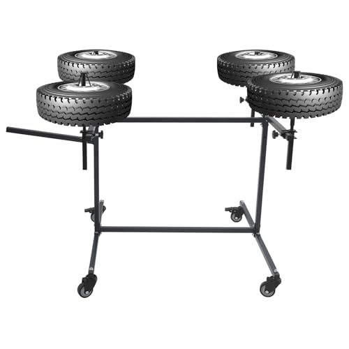 Support de peinture pour jantes - Pivotant à 360° - Réglable en hauteur - Pour pièces de voiture - 4 jantes - Support de peinture sur roues - Support de...