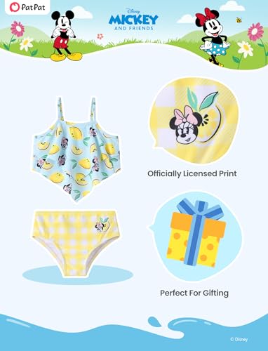 Image of Disney Frozen Elsa Stitch Moana Toddler Girls Two Pieces Ruffle Strap Bikini Top and Bottom Set Beach Swimsuit