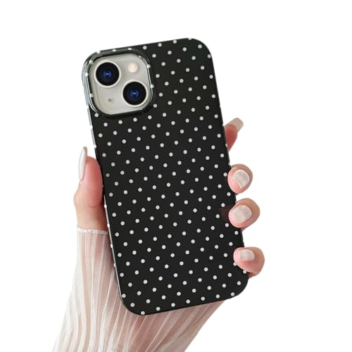 Yeddabox for iPhone 15 Case Cute Polka Dot Phone Case Soft TPU Slim Shockproof Phone Cover for Women Girls, Black