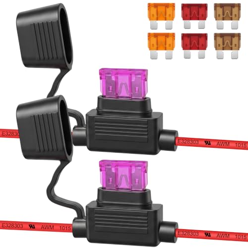 2 Pack 18 AWG Inline Fuse Holder 12V, UL Recognized Component Wir...