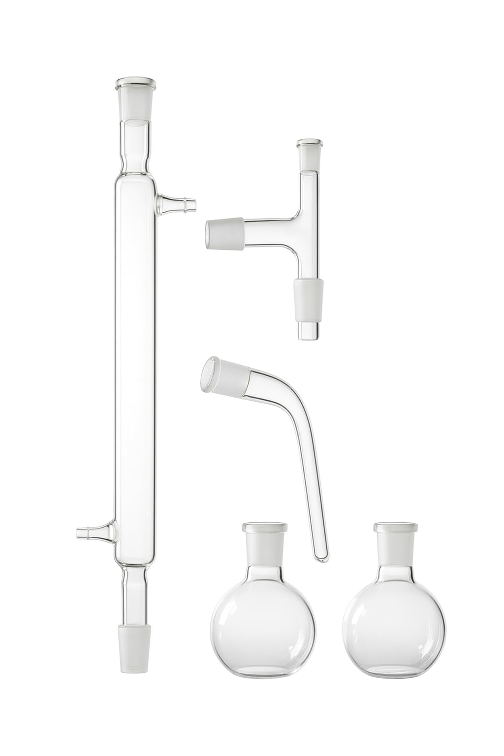Borosilicate Glass Distillation Apparatus Set | Round Bottom Flask,Condenser, Distillation Adapter & Receiver Adapter | Laboratory Glassware Kit for Chemistry & Science Experiments-image-31