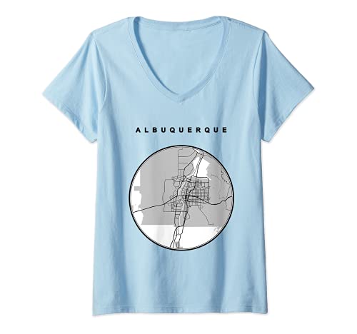 Femme Carte de la ville d'Albuquerque NM Art Albuquerque Nouveau-Mexique T-Shirt avec Col en V