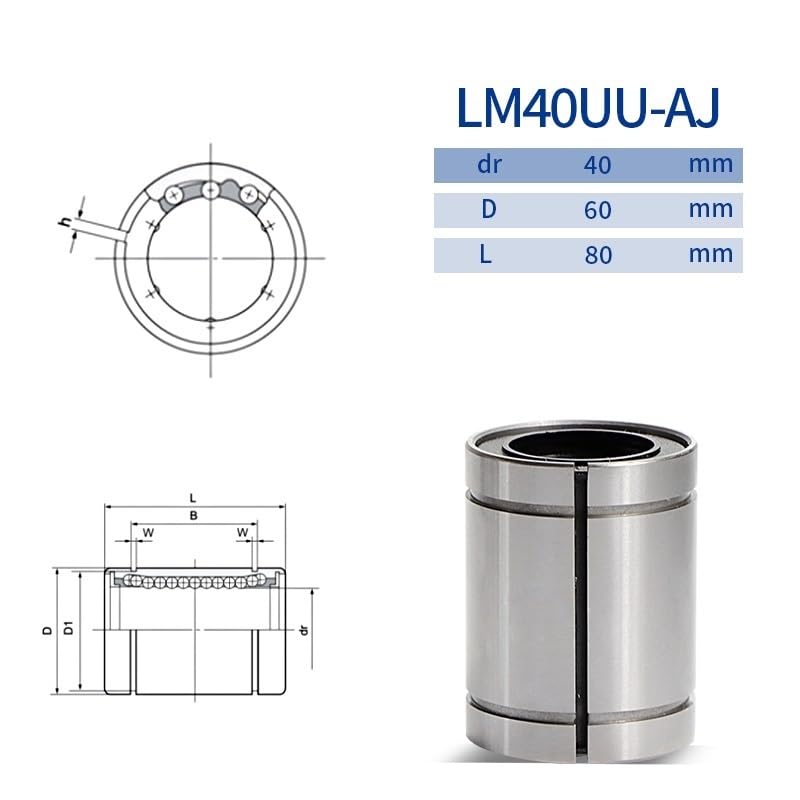 Roulement à billes de mouvement linéaire LM40UU-AJ type ouvert