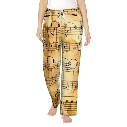 HBDVHZ Pantalones de pijama cómodos con estampado de notas musicales, suaves y ligeros, Negro, 5XL