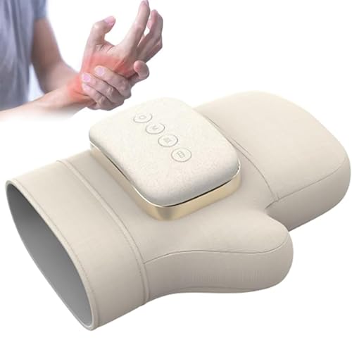 Massaggiatore Mano Elettrico, Massaggiatore Polso a Compressione d'Aria Cordless con Display Screen E Funzione Riscaldamento, 3 Livelli di Intensità Regolabili, per Sollievo dal Dolore