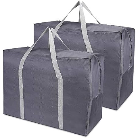 Exqline 2 pcs Large Storage Bag, 105L Extra Large Moving Bag with Zips Strong Underbed Clothes Bag Waterproof Sturdy 1680D Oxford Organizer Bag for Bedding, Duvets, Pillows, Keep Stuff Free of Damp Cover