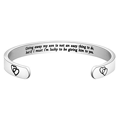 ENSIANTH Daughter in Law Gift Giving Away My Son is Not an Easy Thing to Do Keychain Wedding Gift Jewelry for Bride Bridal Shower Gift (Giving Away Son Cuff)
