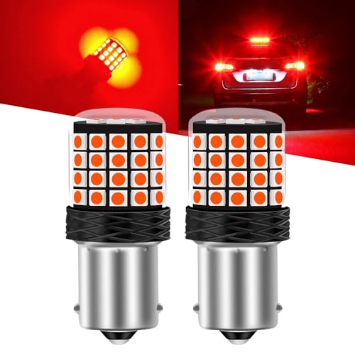 Sidaqi 1156 BA15S P21W LED Red Brake Light Bulbs 12-24V 54SMD 3030 42W Super Bright 2200LM P21W 382 LED Bulb for Brake Lights Backup Reverse Lights Parking Lights Stop Tail Light Bulbs-2PCS