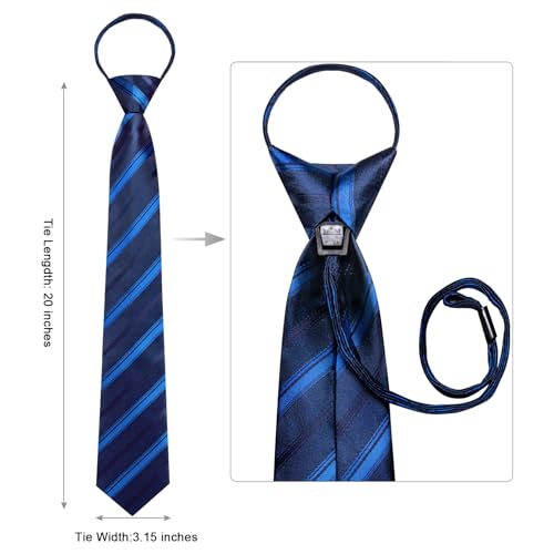 Image of Hi-Tie Zipper Ties for Men Pre-tied Tie Set Lapel Pin Pocket Square and Cufflinks Formal Business Wedding Adjustable Necktie