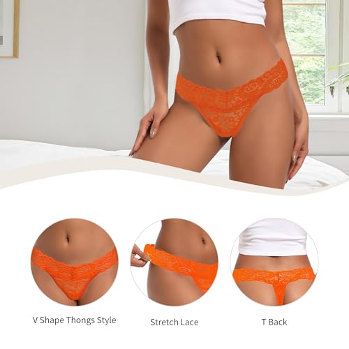 Image of Pack 10 Seamless Lace Thongs for Women Plus Size Breathable Panties Low Rise T-back Stretch Cotton No Show Underwear