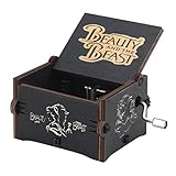 Hefonti Beauty and The Beast Music Box, Birthday Mother Day Anniversary Christmas Romantic Gift for Girlfriend Wife Boyfriend, Hand Crank Wooden Musical Box