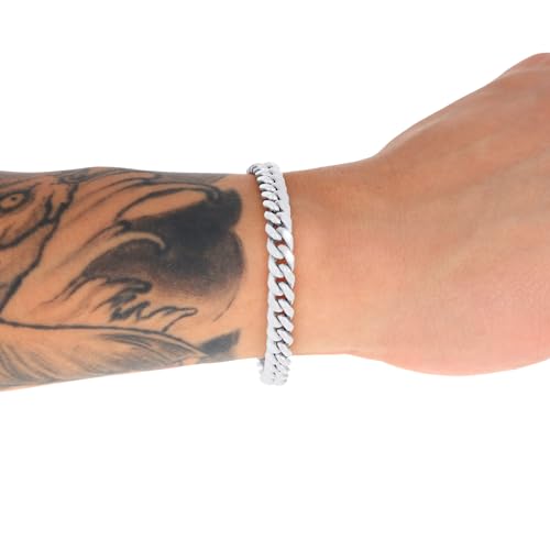 Nuragold 10K Real White Gold Miami Cuban Link 6.5mm Chain Bracelet (7"-9") Italian Jewelry for Men3