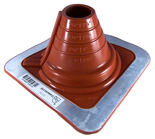 #2 (DC202REC) DEKTITE Square Base Combo Pipe Flashing Boot: RED High Temp Silicone Square Base Flexible Pipe Flashing Dektite